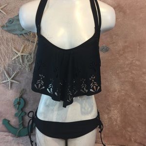 NWT Black Cutout Bikini Top